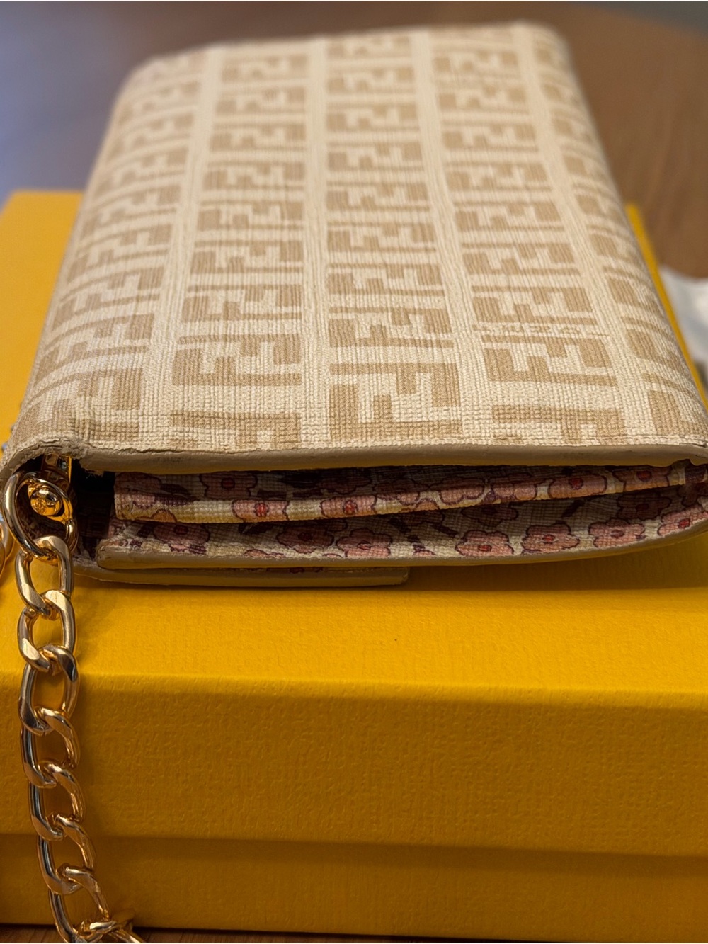 Fendi Beige FF Logo Continental Wallet with Gold Buckle Accent - Picture 9 of 15
